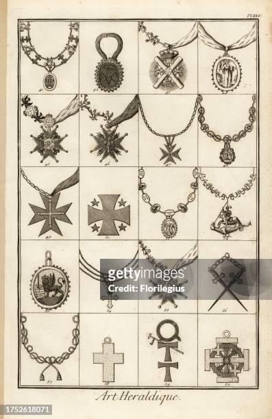 Sash badges of orders of chivalry. Cherubims et Seraphims 41, Amaranthe 42, St Andre 43, St Catherine 44, Aigle Noir 45, Aigle Blanc 46, St Etienne...