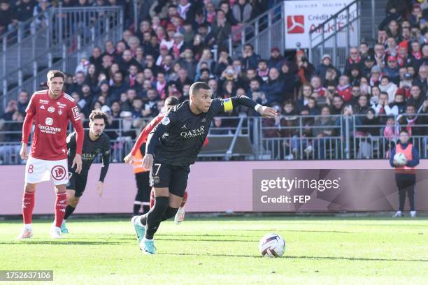 Kylian MBAPPE during the Ligue 1 Uber Eats match between Stade Brestois 29 and Paris Saint-Germain at Stade Francis-Le Ble on October 29, 2023 in...