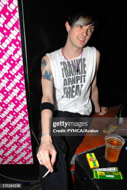 Young guy in New Rave / Electro style, witha Frankie T-shirt, Anti-Social, London December 2006.