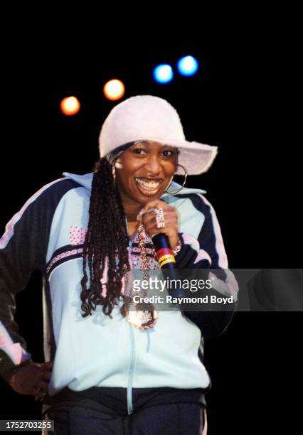 Rapper and producer Missy Elliott performs at the Allstate Arena in Rosemont, Illinois in October 2002.