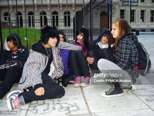 Young Emo kids hanging out in Buenos Aires, Argentina 2009.