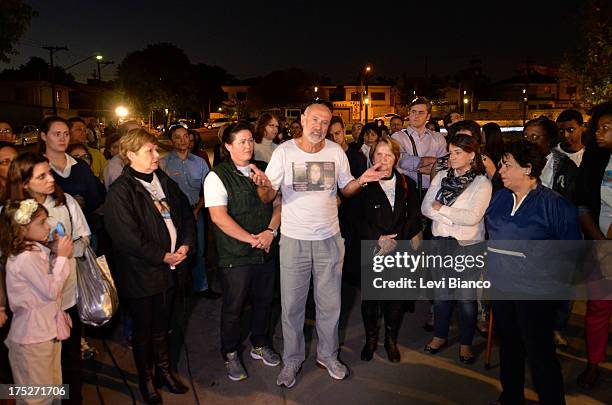 Relatives and friends make honor to victims of flight JJ3054 at the "Memorial 17 de Julho" in São Paulo Brazil, where the aircraft of TAM crashed and...