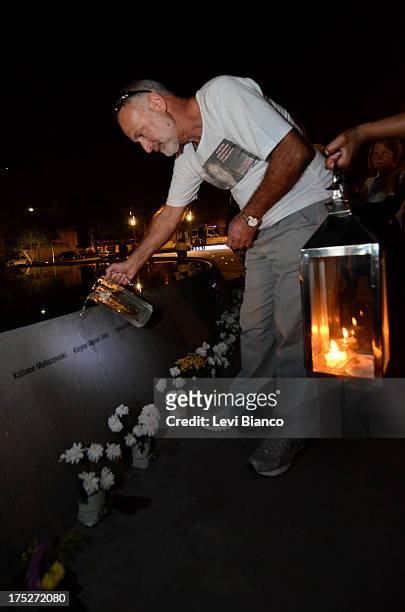 Relatives and friends make honor to victims of flight JJ3054 at the "Memorial 17 de Julho" in São Paulo Brazil, where the aircraft of TAM crashed and...