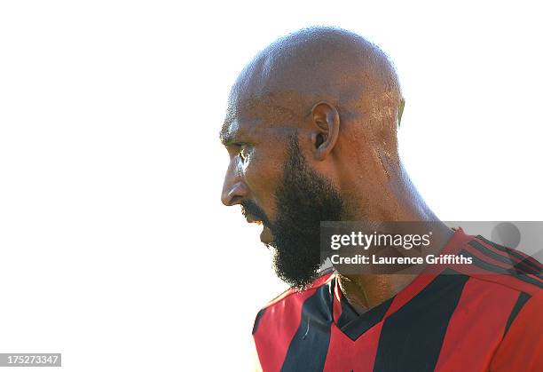 Nicolas Anelka of West Bromwich Albionlooks on during a Pre Season Friendly between West Bromwich Albion and Genoa at the New Bucks Head Stadium on...