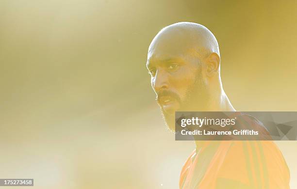 Nicolas Anelka of West Bromwich Albion looks on during a Pre Season Friendly between West Bromwich Albion and Genoa at the New Bucks Head Stadium on...