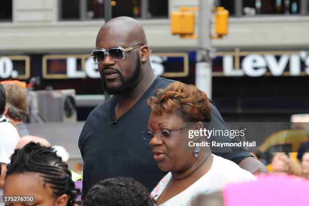 Shaquille O'Neal and his mother Lucille O'Neal are seen outside Good Morning America on August 1, 2013 in New York City.