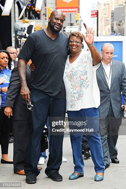 Shaquille O'Neal and his mother Lucille O'Neal are seen outside Good Morning America on August 1, 2013 in New York City.