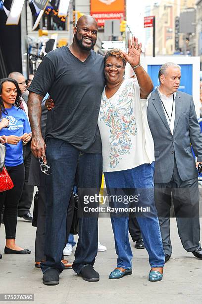 Shaquille O'Neal and his mother Lucille O'Neal are seen outside Good Morning America on August 1, 2013 in New York City.
