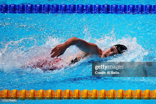 Missy Franklin of the USA competes during the Swimming Women's Freestyle 4x200m Final on day thirteen of the 15th FINA World Championships at Palau...