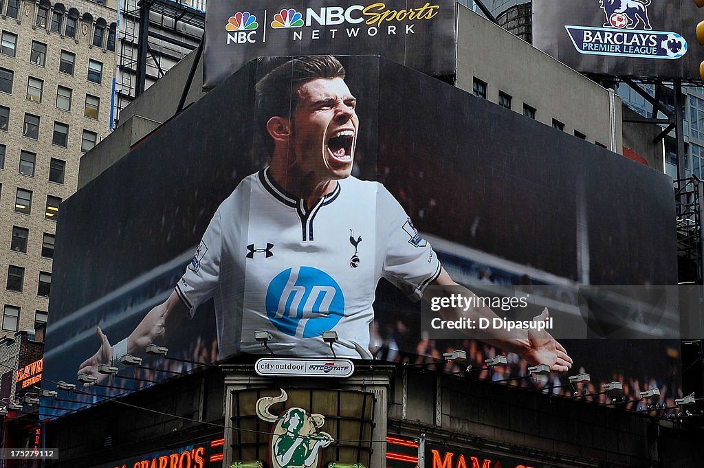 Tottenham's Gareth Bale Takes Over Times Square on Premier League Billboard