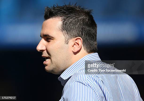 General manager Alex Anthopoulos of the Toronto Blue Jays before MLB game action against the Los Angeles Dodgers on July 24, 2013 at Rogers Centre in...