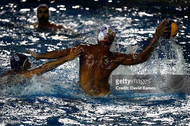 Mladan Janovic of Montenegro in action during the Men's Water Polo Semi-Final round between Montenegro and Italy during day thirteen of the 15th FINA...