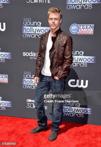 Personality Derek Hough attends CW Network's 2013 Young Hollywood Awards presented by Crest 3D White and SodaStream held at The Broad Stage on August...