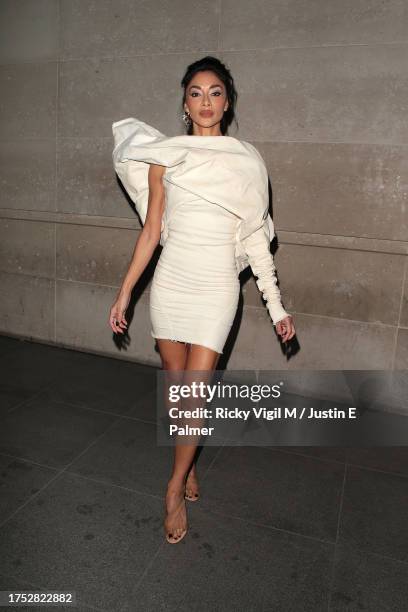 Nicole Scherzinger is seen arriving at BBC's The One Show on October 23, 2023 in London, England.