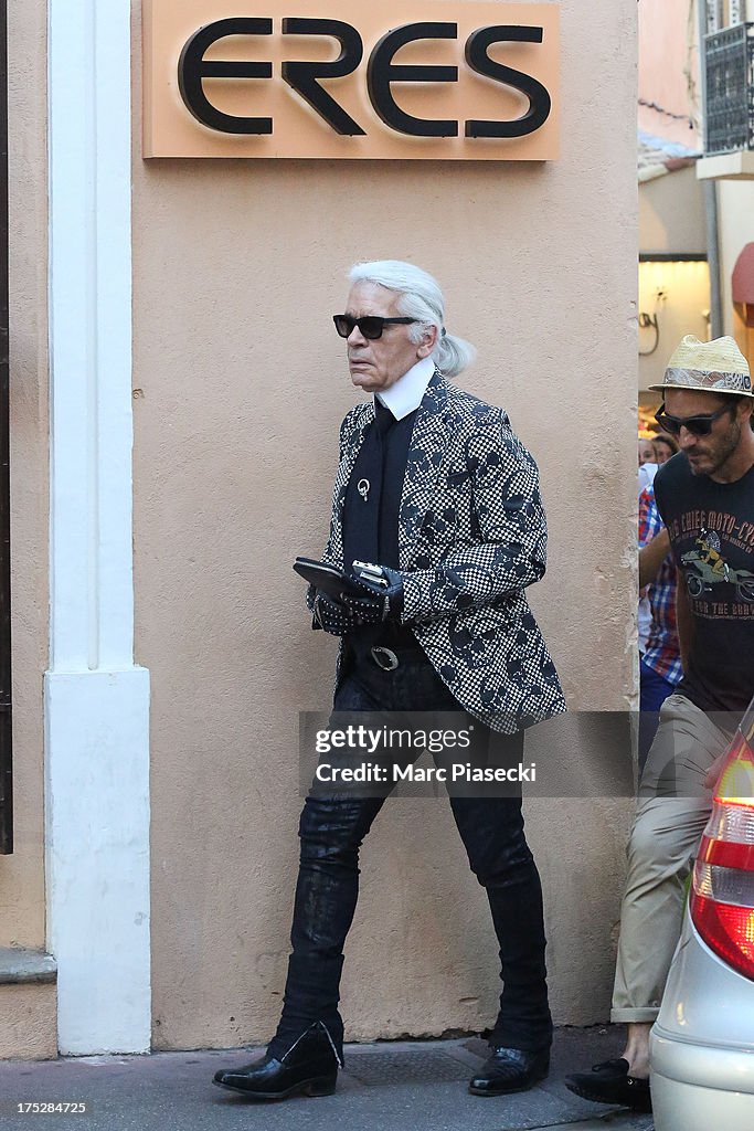 Karl Lagerfeld Sighting In Saint-Tropez