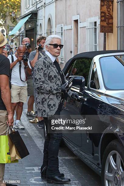 Karl Lagerfeld is seen on August 1, 2013 in Saint-Tropez, France.