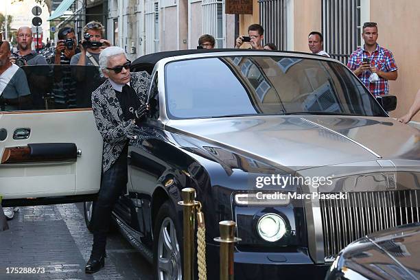 Karl Lagerfeld is seen on August 1, 2013 in Saint-Tropez, France.