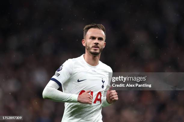 James Maddison of Tottenham Hotspur during the Premier League match between Tottenham Hotspur and Fulham FC at Tottenham Hotspur Stadium on October...