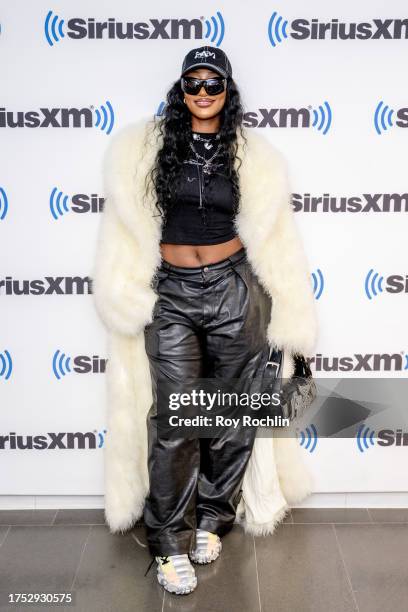 Tems visits SiriusXM Studios on October 23, 2023 in New York City.