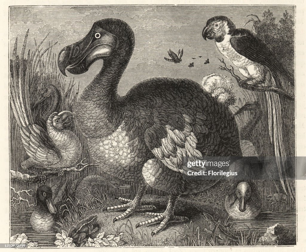 Wood engraving of Roelandt Savery's painting of the dodo