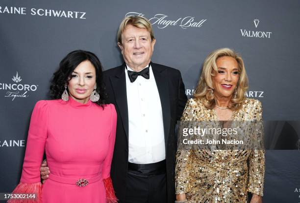 Ilona Rich Schachter, Peter Cervinka and Denise Rich attend Gabrielle's Angel Foundation's 2023 Angel Ball at Cipriani Wall Street on October 23,...