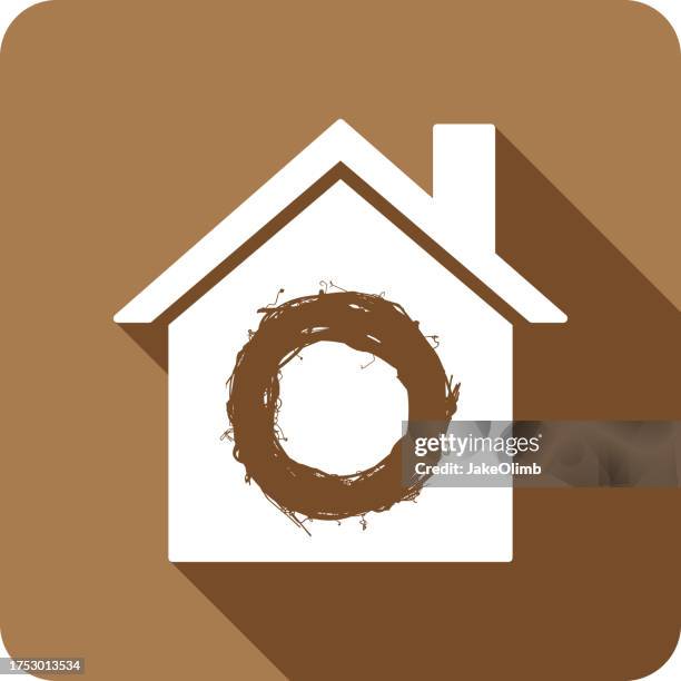 house wreath icon silhouette 4 - insurance bundle stock illustrations