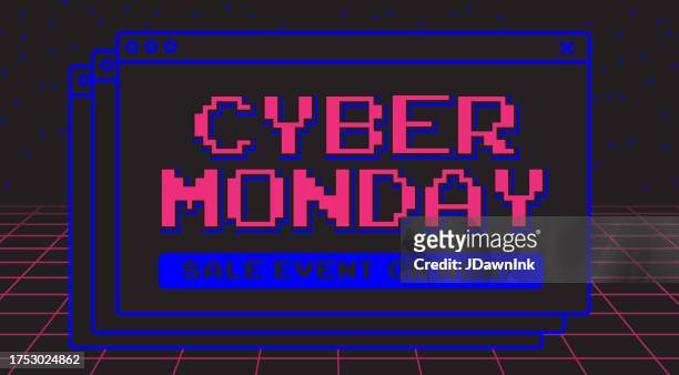 cyber monday sale web-banner-design mit typografie-design - cyber monday stock-grafiken, -clipart, -cartoons und -symbole