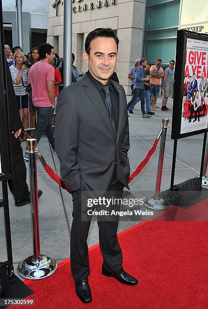 Actor Nelson Ascencio arrives at the Screening of Magnolia Pictures' 'I Give It A Year' at ArcLight Hollywood on August 1, 2013 in Hollywood,...