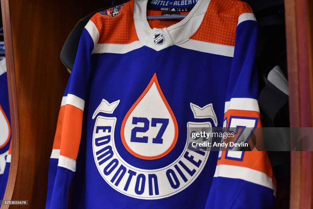 Edmonton Tim The jersey of Brett Kulak hangs in the Edmonton Oilers dressing room ...
