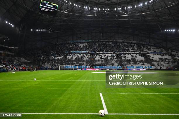 This photograph shows spectators leaving the Stade Velodrome in Marseille, southern France on October 29 after the French Ligue 1 football match...