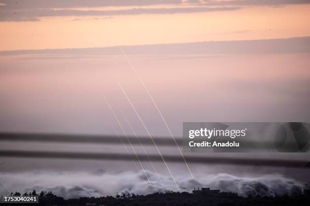 Smoke rises in Gaza which is seen from the Sderot city as the Israeli airstrikes continue in Sderot, Israel on October 29, 2023.