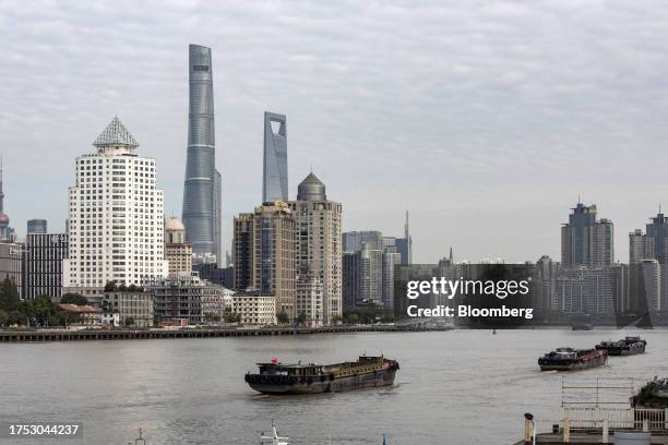 Buildings across Huangpu River in Shanghai, China, on Sunday, Oct. 29, 2023. President Xi Jinping is set to further tighten his control of China's...