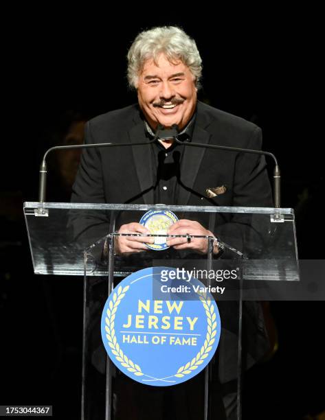 Tony Orlando speaks onstage at the 15th Annual Induction Ceremony for the New Jersey Hall of Fame at NJPAC October 29, 2023 in Newark, New Jersey.