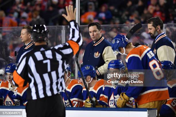 Edmonton Tim Head coach Jay Woodcroft of the Edmonton Oilers looks on during the ...