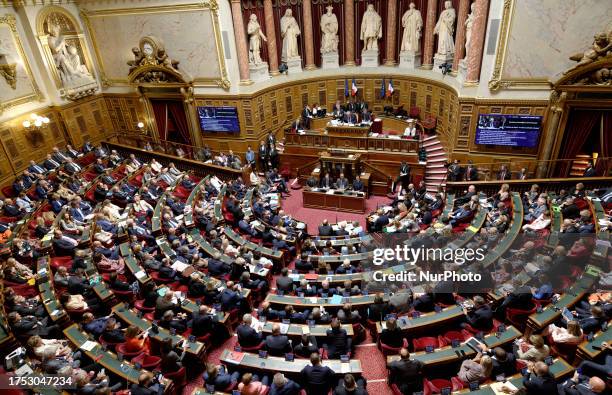 The public session of questions to the government at the French Senate on October 10, 2023 in Paris.