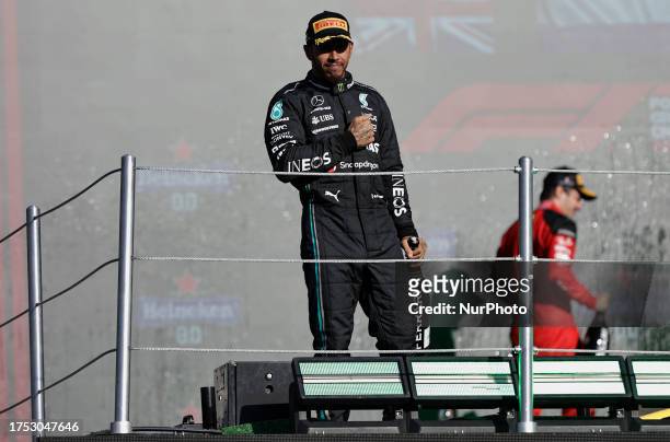 Lewis Hamilton, of the Mercedes AMG Petronas team, second place in the Mexico City Grand Prix at the Autodromo Hnos. Rodriguez.