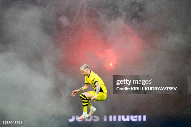 Dortmund's German midfielder Marco Reus is pictured prior to the German first division Bundesliga football match between Eintracht Frankfurt and...