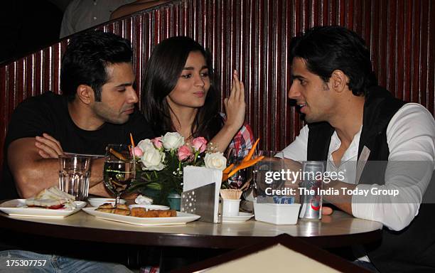 Siddharth Malhotra, Alia Bhatt and Varun Dhavan at the launch of Coke Studio Season 3 on 1st August, 2013 n Mumbai.