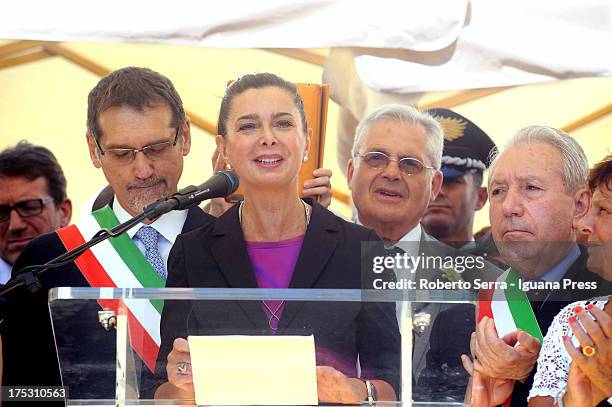 Laura Boldrini, president of the Italian Parliament attends the Rememberance Day of the Bologna's railway station attack on August 2, 2013 in...