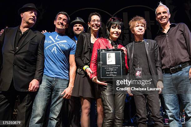 Musician Joan Jett receives a plaque in honor of "Joan Jett Day" at the 6th annual Sunset Strip Music Festival launch party honoring Joan Jett at...