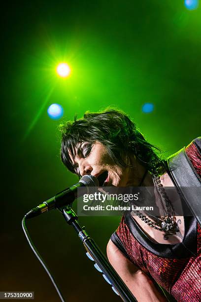 Musician Joan Jett performs at the 6th annual Sunset Strip Music Festival launch party honoring Joan Jett at House of Blues Sunset Strip on August 1,...