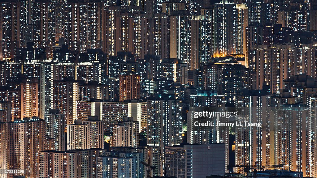 Architectural Density in Hong Kong at night