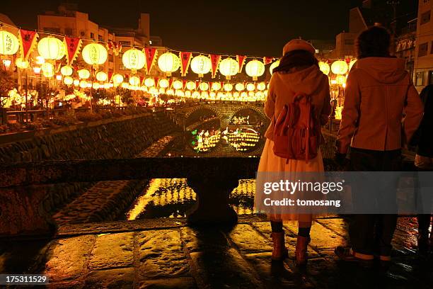 nagasaki lantern festival 2012 - arch bridge stock pictures, royalty-free photos & images