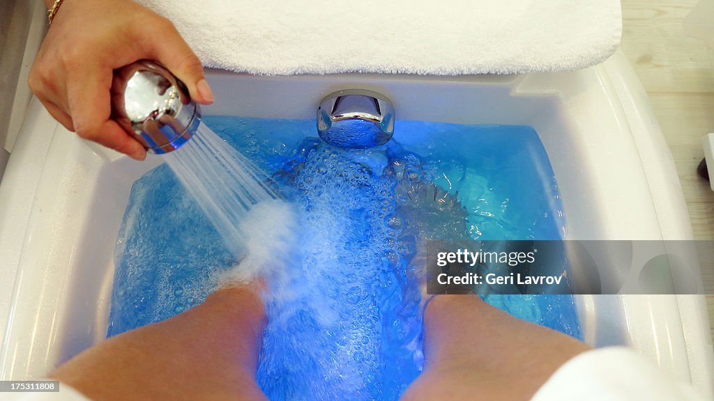 Woman getting a foot bath