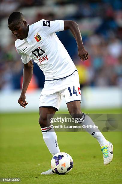 Cofie Isaac of Genoa in action during a Pre Season Friendly between West Bromwich Albion and Genoa at the New Bucks Head Stadium on August 1, 2013 in...
