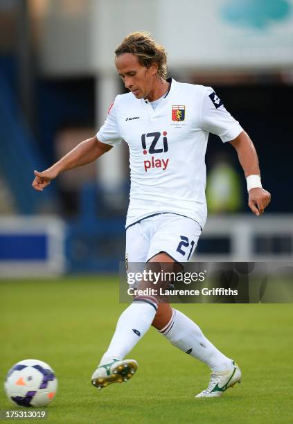 Manfredini Thomas of Genoa in action during a Pre Season Friendly between West Bromwich Albion and Genoa at the New Bucks Head Stadium on August 1,...