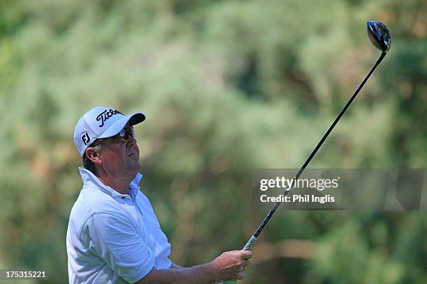 Greg Turner of New Zealand in action on the 13th tee during the first round of the Berenberg Bank Masters played at Golf- Und Land-Club Koln on...