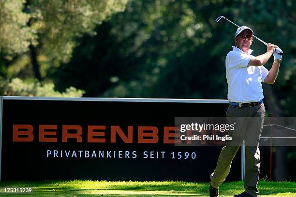 Greg Turner of New Zealand in action on the 15th tee during the first round of the Berenberg Bank Masters played at Golf- Und Land-Club Koln on...