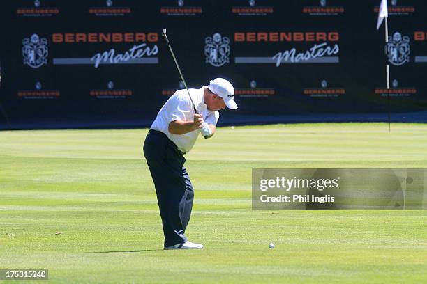 Ian Woosnam of Wales in action on the 18th fairway during the first round of the Berenberg Bank Masters played at Golf- Und Land-Club Koln on August...