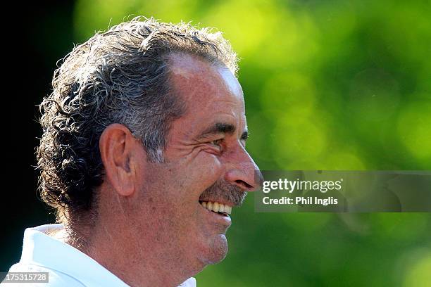 Sam Torrance of Scotland smiles during the first round of the Berenberg Bank Masters played at Golf- Und Land-Club Koln on August 2, 2013 in Cologne,...